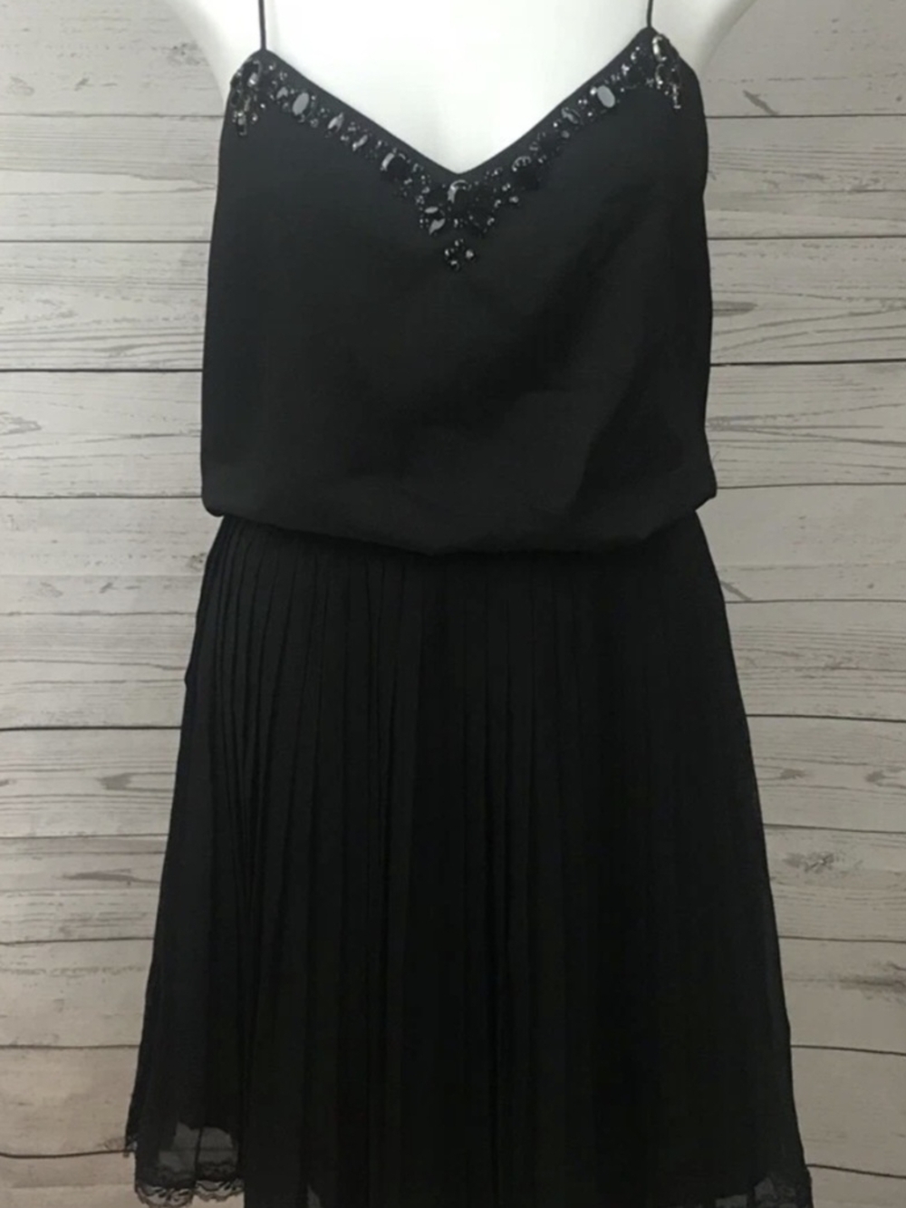 Victoria's Secret Black Beaded Spaghetti-Strap Mini Dress
